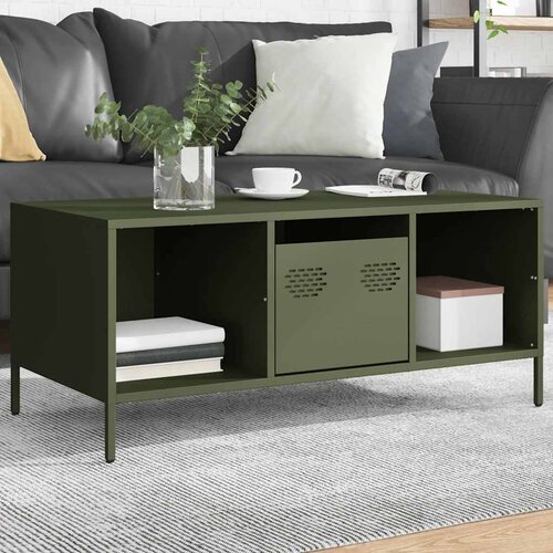 vidaXL Stolić za kavu maslinastozeleni 101,5x50x43,5 cm od čelika Cijene