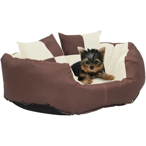  Dvostrani perivi jastuk za pse smeđi i krem 65 x 50 x 20 cm