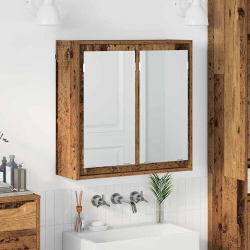 vidaXL kupaonski ormar s ogledalom zidne staro drvo 60 x 20 x 60 cm Cene