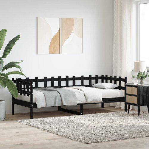 vidaXL Dnevna postelja črna 80x200 cm trdna borovina Cene