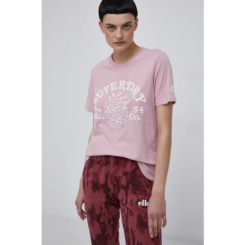 Superdry Bombažen t-shirt roza barva