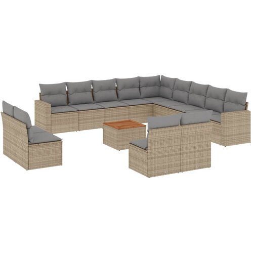  14-dijelni set vrtnih sofa s jastucima poliratan Bež Slike