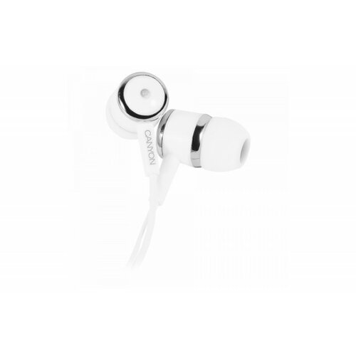 Canyon EPM- 01 Stereo earphones with microphone, White, cable length 1.2m, 23*9*10.5mm,0.013kg slušalice za telefon Slike