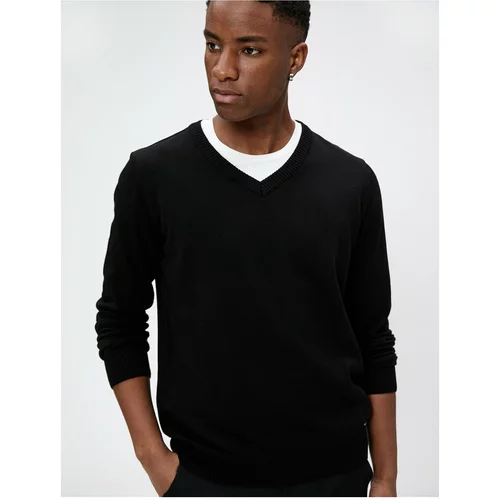Koton Basic Sweater V-Neck Knitwear Slim Fit Long Sleeve