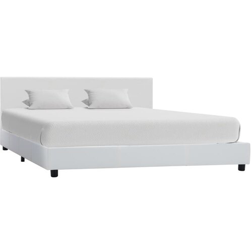 VidaXL Posteljni okvir belo umetno usnje 140x200 cm Slike