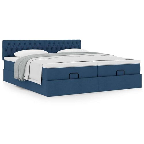 VidaXL otomanski okvir kreveta s madracima plavi 180x200cm od tkanine Slike
