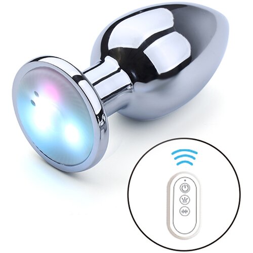 Kiotos Vibrating Aluminium LED Buttplug Medium Cene