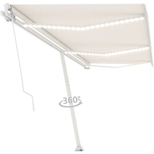  Tenda na ručno uvlačenje s LED svjetlima 600 x 300 cm krem Slike