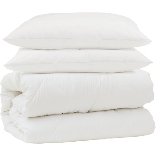  Set deka s jastukom 3 kom. Bijela Mikrovlakna 240 x 220 cm,40 x 60 cm Slike