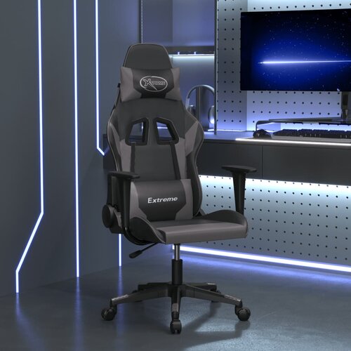 vidaXL Masažni gaming stol črno in siva umetno usnje Cene