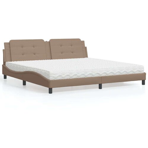  Postelja z vzmetnico kapučino 200x200 cm umetno usnje Cene