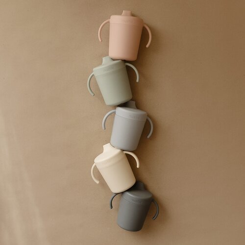 Mushie silikonski lončić s ručkama za učenje pijenja sippy cup ivory Slike