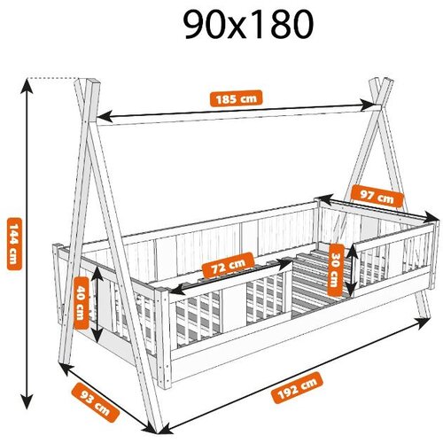 Molarem Home Drveni dječji krevet Luna Tipi - svijetlo drvo - 200x90 cm - S ladicom Slike