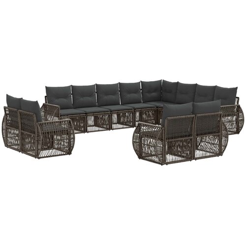  Sjedeća garnitura za vrt 12 kom. Siva i tamno siva poliratan 70 x 62 x 70 cm Slike