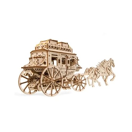 UGEARS 3d drvene mehanička puzzle - Po&amp;scaron;tanska kočija ( 938) Slike