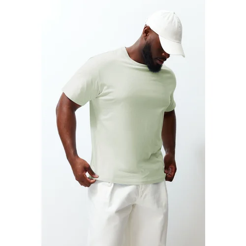 Trendyol Plus Size Mint Slim/Slim Fit Comfortable 100% Cotton Basic T-shirt