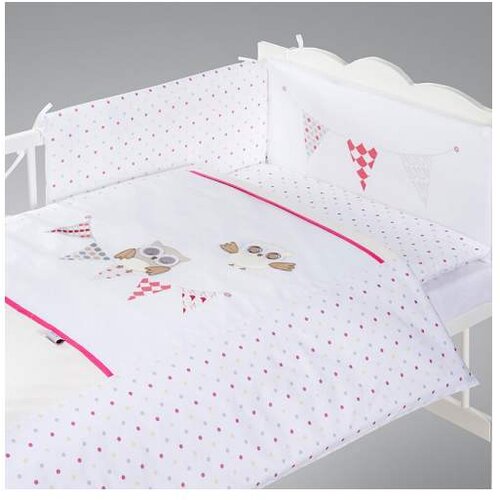 Klups Posteljina za bebu Set 5 delova Night birds pink Slike