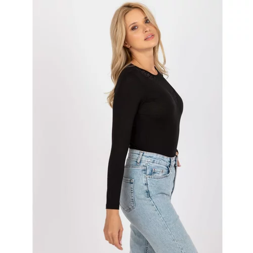 Fashion Hunters Black casual blouse with long sleeves