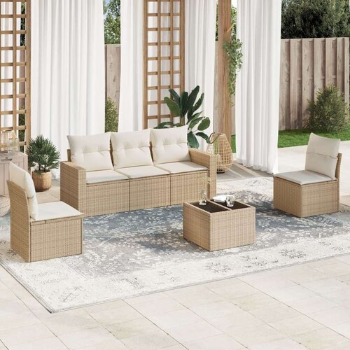 vidaXL 6-dijelni set vrtnih sofa s jastucima bež od poliratana Cijene