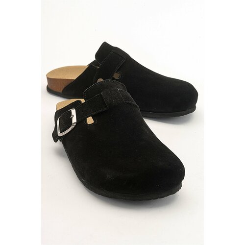 LuviShoes GONS Black Women's Suede Leather Slippers Cene