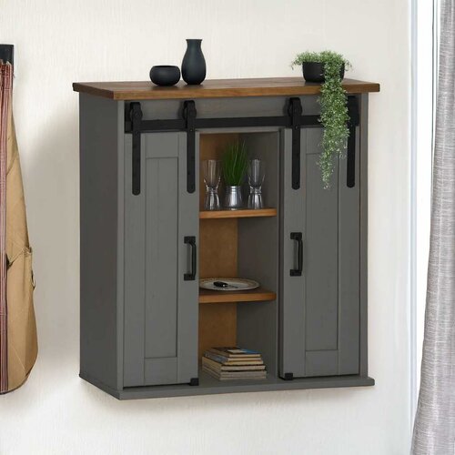 Furnova viseča omara HALDEN 2 drsna vrata siva 75x22,5x70 cm bor, (21944638) Cene