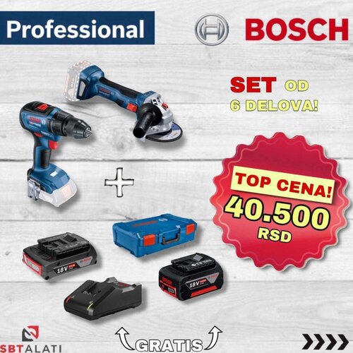 Bosch set akumulatorskih alata GWS 180-LI + GSR 18V-50, 1x5.0Ah, 1x2.0Ah 0615990M47 Slike