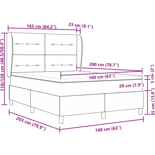 Box Spring krevet s madracem - Tamno siva 160x200 cm tkanina Slike