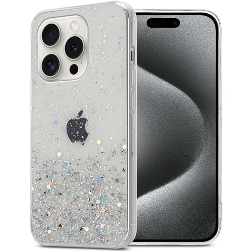 Cadorabo Ohišje, združljivo z Apple iPhone 15 PRO in prozorna z bleščicami - Zaščitni ovitek iz prožnega silikona TPU s svetlečimi bleščicami, (20859844) Cene