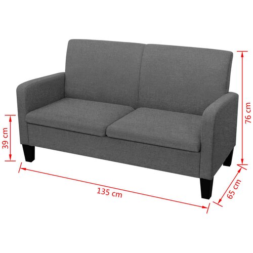  Kauč Dvosjed 135x65x76 cm Tamno Sivi Slike