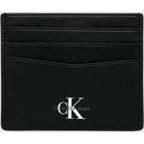 Calvin Klein Jeans Usnjen etui za kartice črna barva