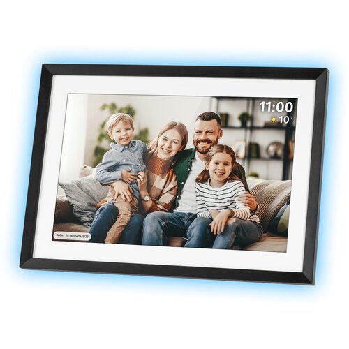 Touch digitalni foto okvir Wi-Fi 10,1&amp;quot; črn APP z LED RGB osvetlitvijo ozadja Slike