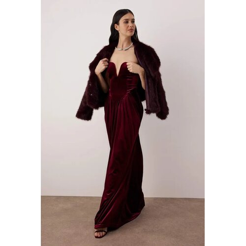 TRENDYOLMILLA ženska haljina Tpraw26Ae00006, Bordeaux-Burgundy Slike