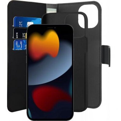 Puro Ohi&amp;scaron;je v obliki &amp;scaron;koljke za iPhone 13 Mini Folio 2 v 1 z magnetnim ovitkom in držalom za kartice, ?rna, (21373420) Slike