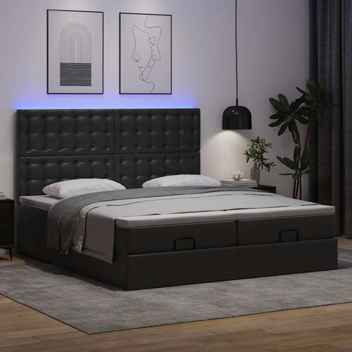 VidaXL Otomanski okvir kreveta s madracima crni 200x200cm umjetna koža Slike