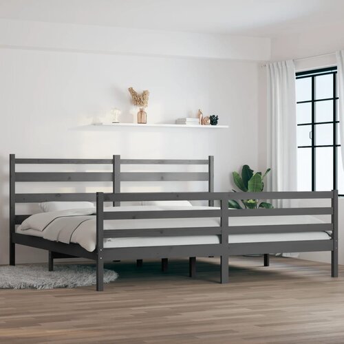  Okvir za krevet od masivne borovine 200 x 200 cm sivi Cene