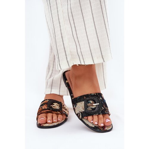 Boto Flat Women's Slippers With Decorative Buckle Black Clariola Cene