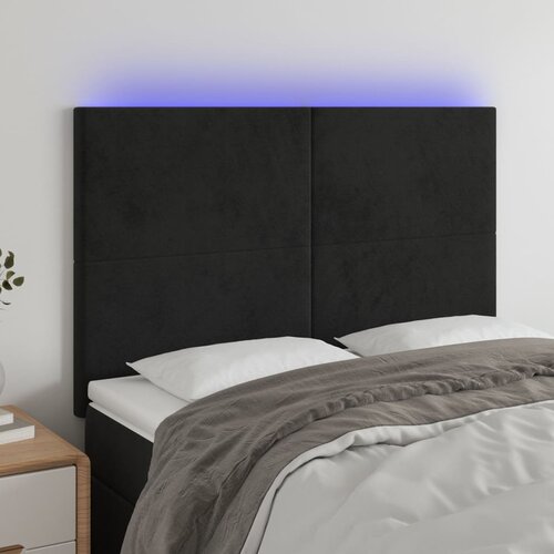 vidaXL LED uzglavlje crno 144x5x118/128 cm baršunasto Cijene