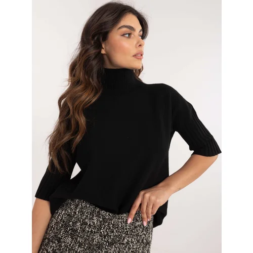 Fashionhunters Black loose women's turtleneck sweater