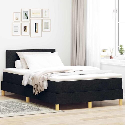 VidaXL Postelja z vzmetnico z vzmetnico Črna 120 x 190 cm blago Slike