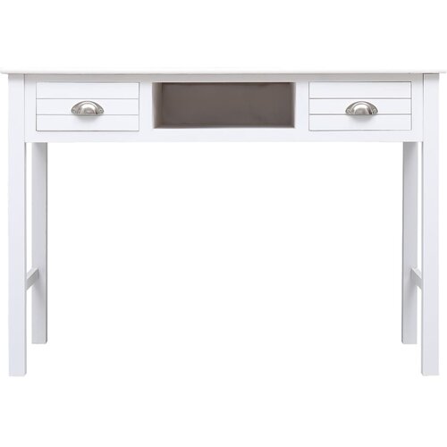 VidaXL Radni stol bijeli 108 x 45 x 76 cm od masivnog drva paulovnije Slike