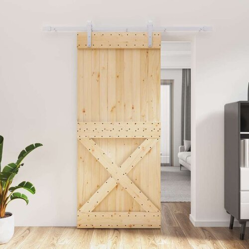  Drsna vrata s kompletom vodil 90x210 cm trdna borovina, (20804503) Cene