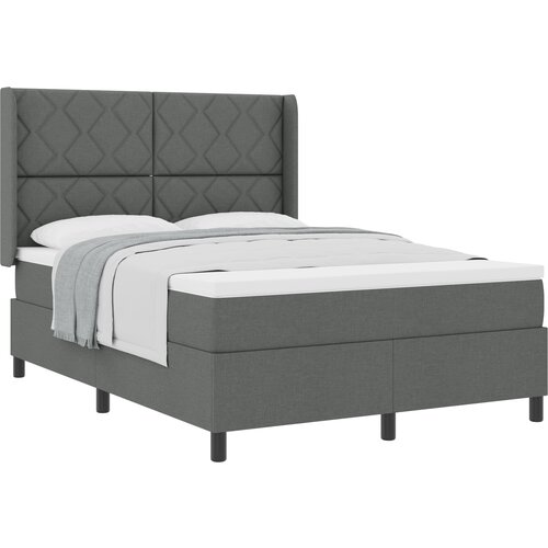 vidaXL Box Spring Bed z vzmetnico Temno siva 160x200 cm Tkanina, (22081022) Cene