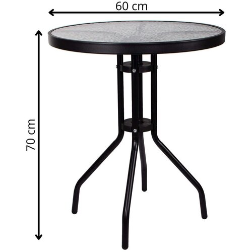 Springos stakleni okrugli vrtni stol, crni 60 cm Slike