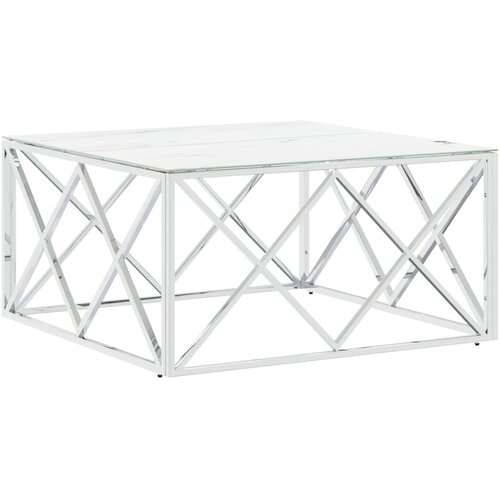  Stolić za kavu srebrni 80x80x40 cm nehrđajući čelik i staklo Slike