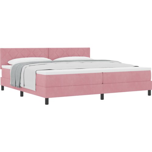VidaXL Boxspring - Krevet s oprugama i madracem Ružičasta 200 x 200 cm tkanina Slike