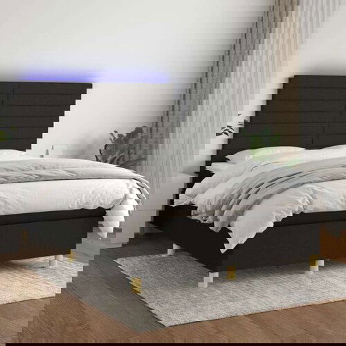  Box spring s madracem LED crni 140x190 cm od tkanine Cijene