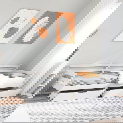 VidaXL Dnevni krevet s ladicama bez madraca 90x200 cm masivno drvo Slike