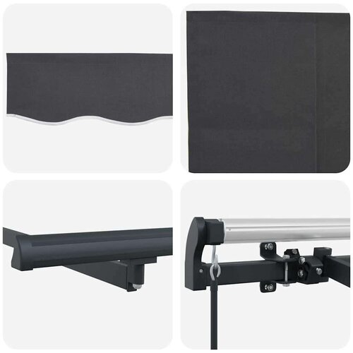  Skrovita tenda Antracit 300 x 200 cm tkanina - Antracit (antracitni okvir) 3 x 2 m Ručna Slike