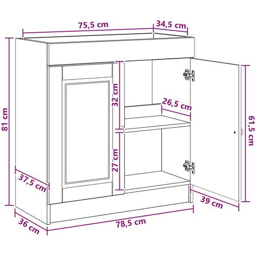  ispod umivaonika Bijela 78,5 x 37,5 x 81 cm Slike