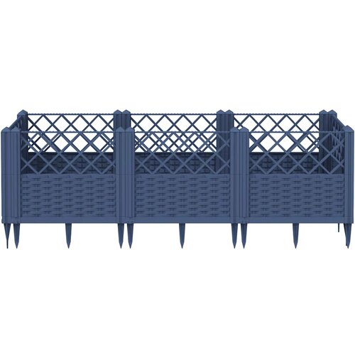  Vrtna sadilica s klinovima plava siva 123,5x43,5x43,5 cm PP Slike